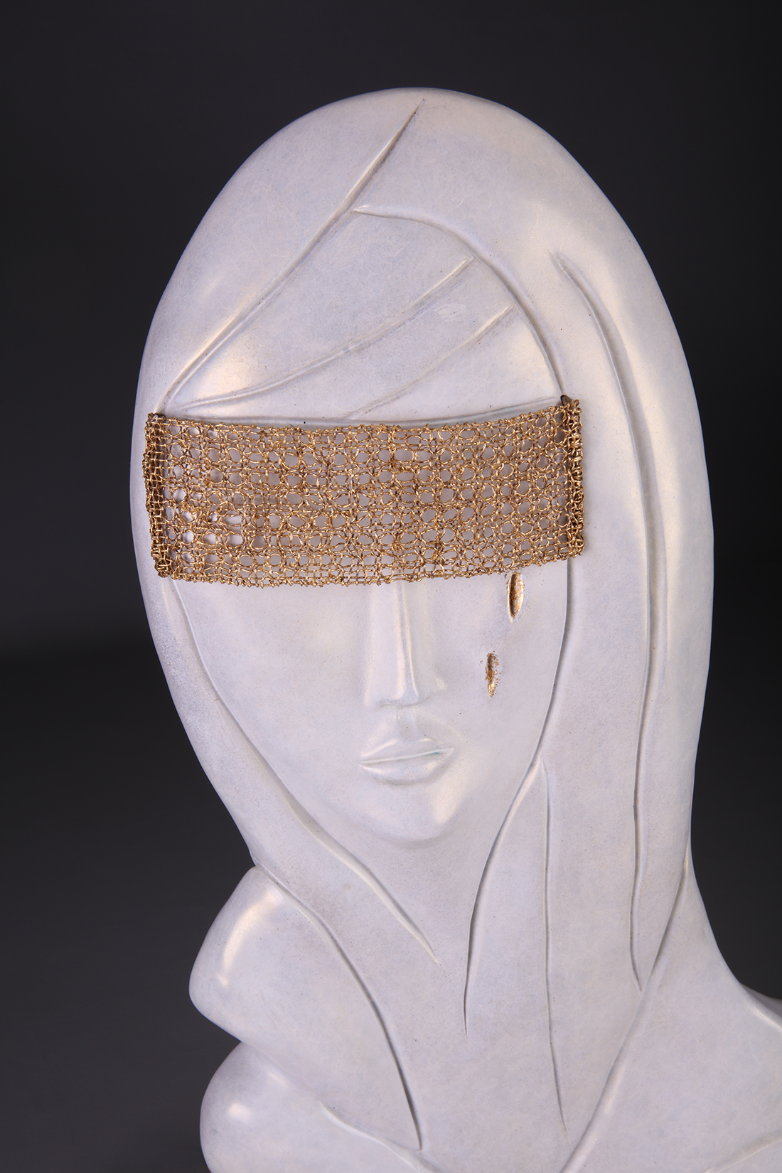 Golden Tears bronze sculpture close up