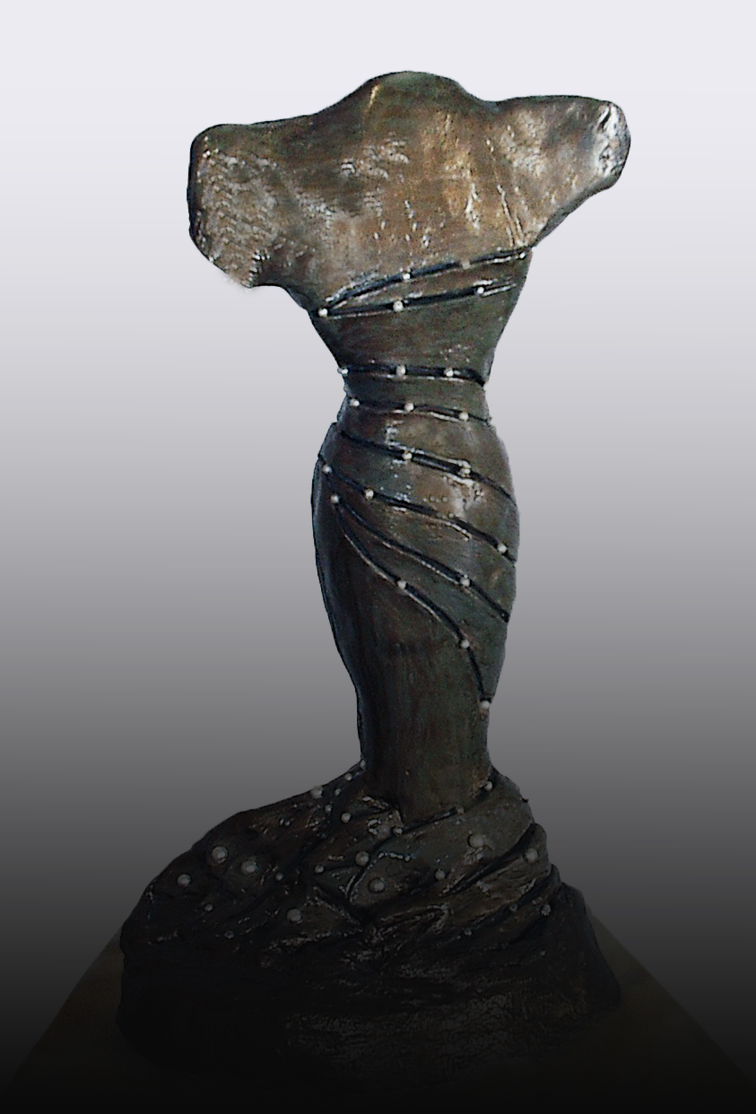 Identity , Pearls bronze sculpture back view