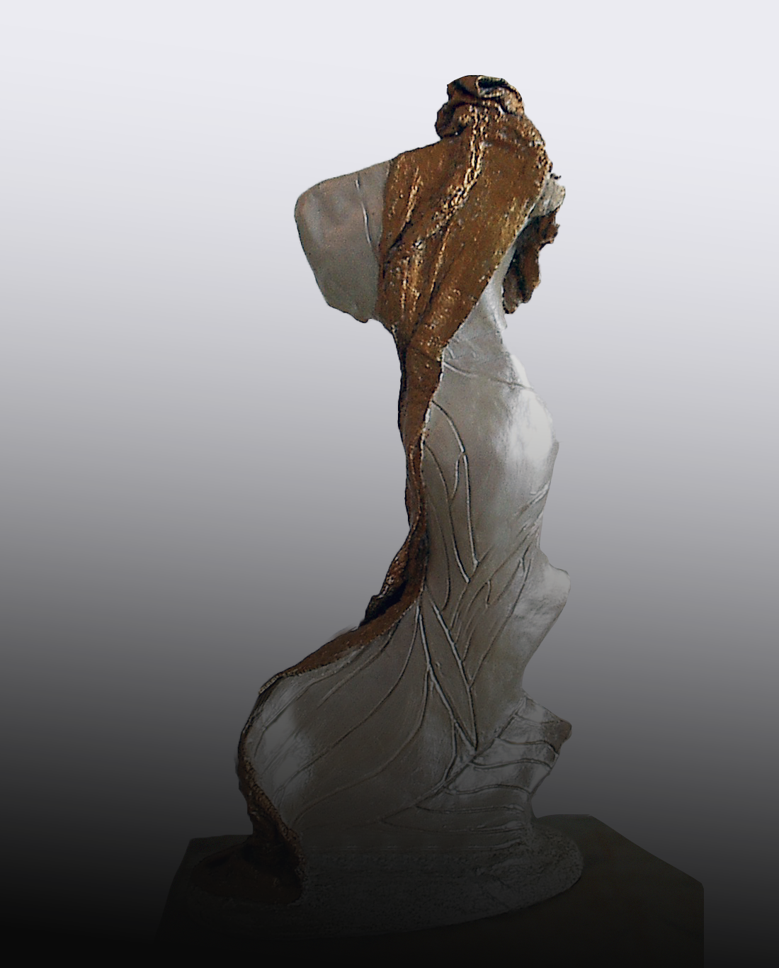 Identity II, Gold Scarf bronze sculpture back view