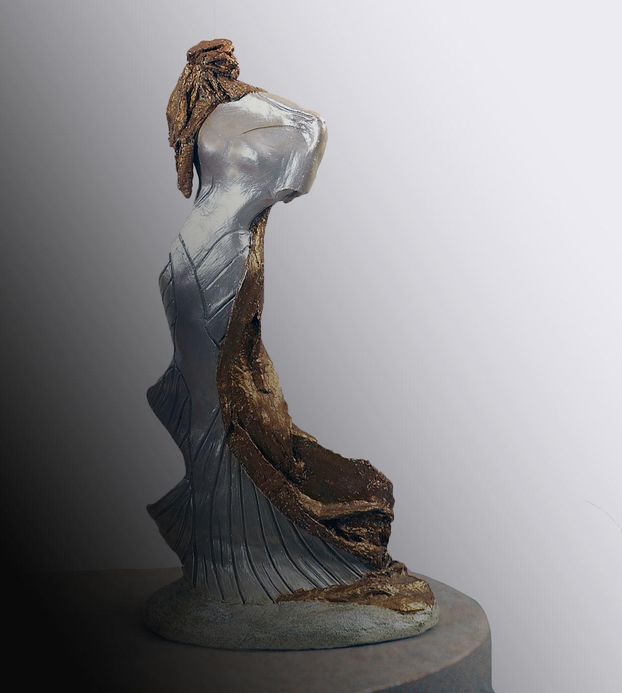 Identity, Gold Scarf bronze sculpture
