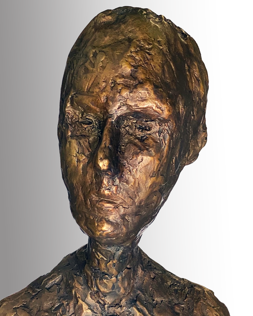 Man bronze sculpture close up